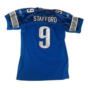 Reebok Detroit Lions Stafford 9 mens large 48 football Blue NFL Jersey